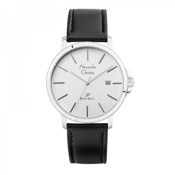 Alexandre Christie AC 1032 Silver White Black Leather Man MDLSSSL